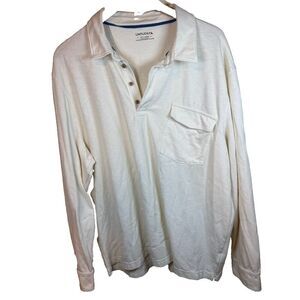 UnTuckIt White Henley Long Sleeve Shirt Pocket Size 3XL Casual Preppy